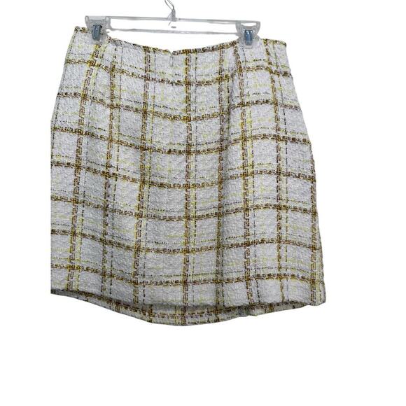 NWT CAbi #6362 Women's Yellow White Tweed Coco Mini Skirt Size 8 - Picture 5 of 8